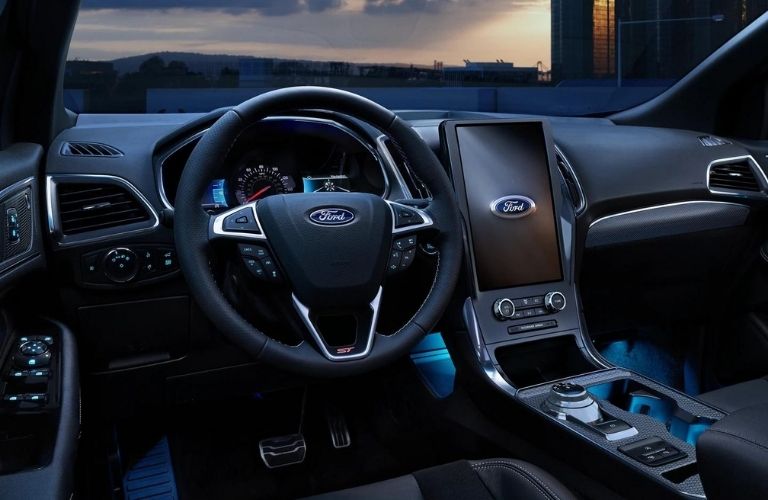 Sleek interior of the 2022 Ford Edge equipped with safety technologies