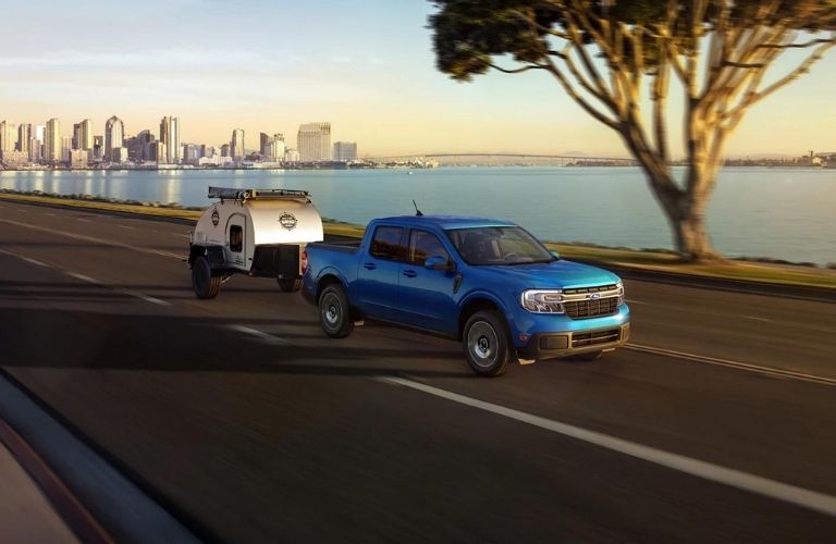 A 2022 Ford Maverick towing a trailer