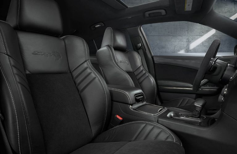 Interior front seating area of 2022 Dodge Charger is shown