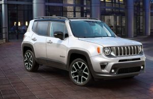 Sideview of an offwhite 2022 Jeep Renegade