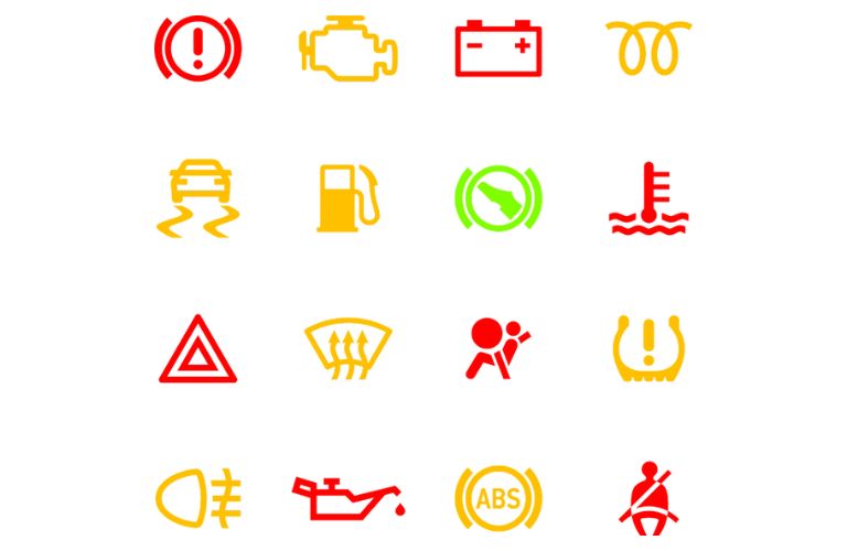 An image of the warning signs chart of the car dashboard system.