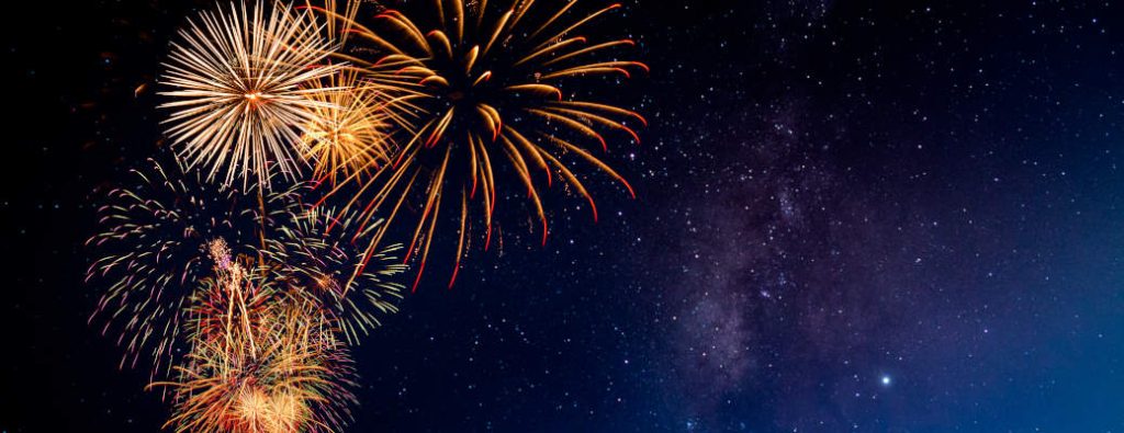 fireworks in the night sky