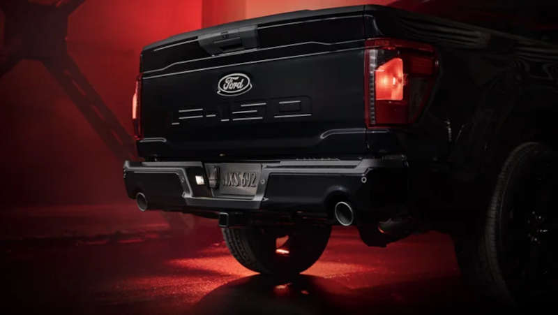 A rear tailgate view of the 2025 Ford F-150 STX